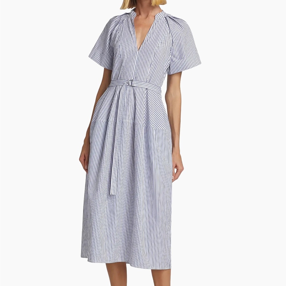 Derek Lam Blue and White Flutter Sleeve Sundress